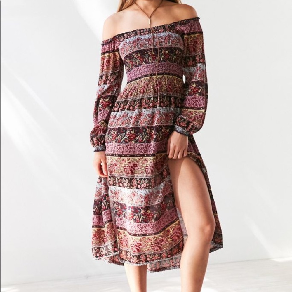 UO Smocked midi slit floral dress